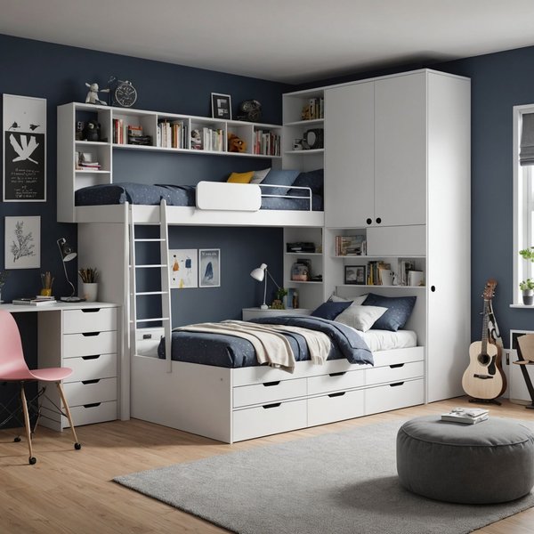 Quelle est la meilleure manière de concevoir une chambre d'adolescent avec des espaces de rangement intégrés ?
